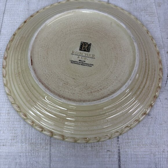 Roscher BELLINI CREAM Embossed Rope Ring Earthenware Lunch Salad Plates Set 3 - Picture 5 of 15